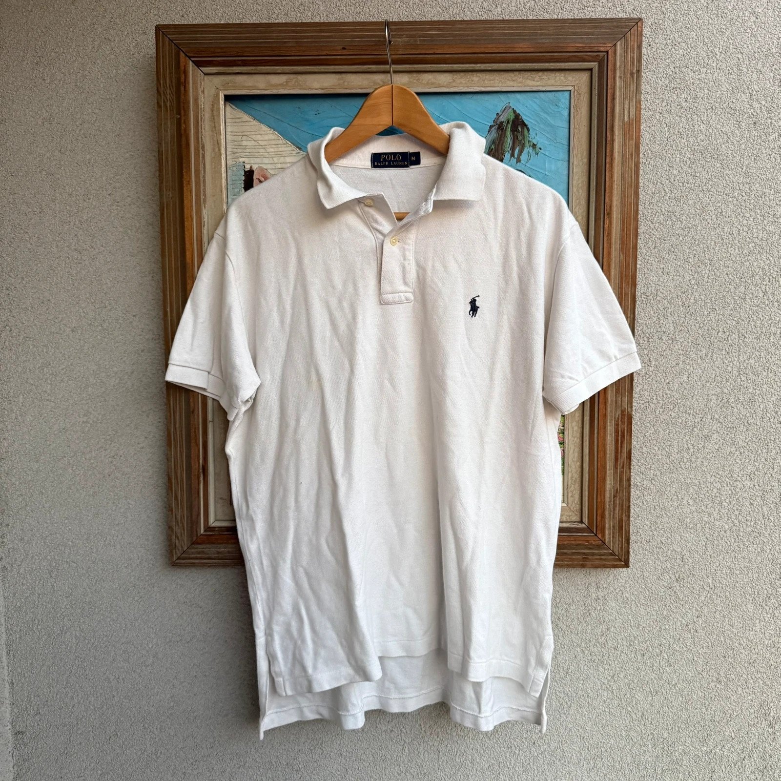 Ralph Lauren Polo Koszulka Polowka Biala Z Kolnierzem