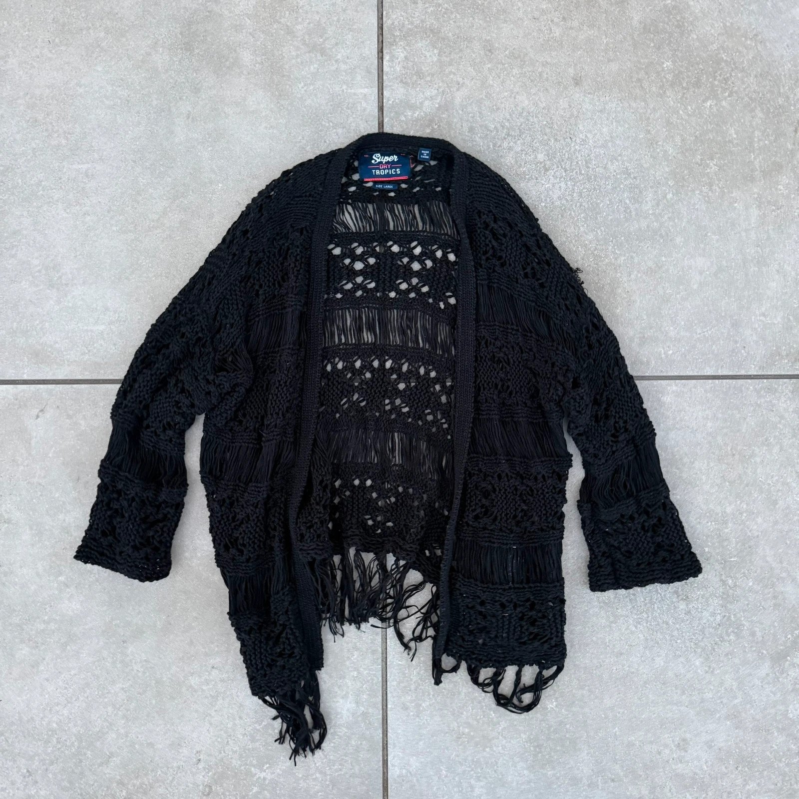 Czarny Sweter Pleciony Vintage Opium Damski