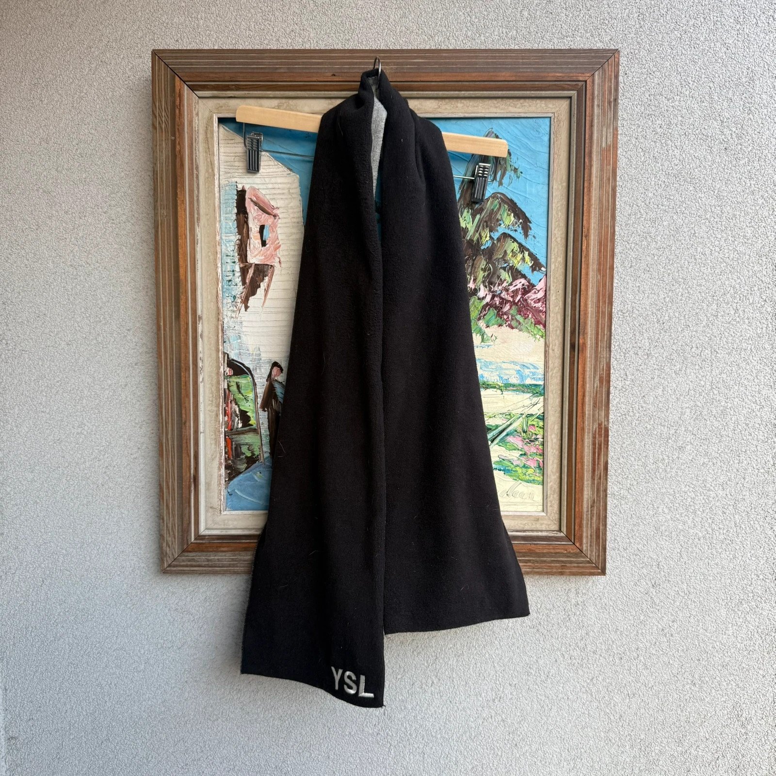 Yves Saint Laurent YSL Szal Zimowy Polarowy