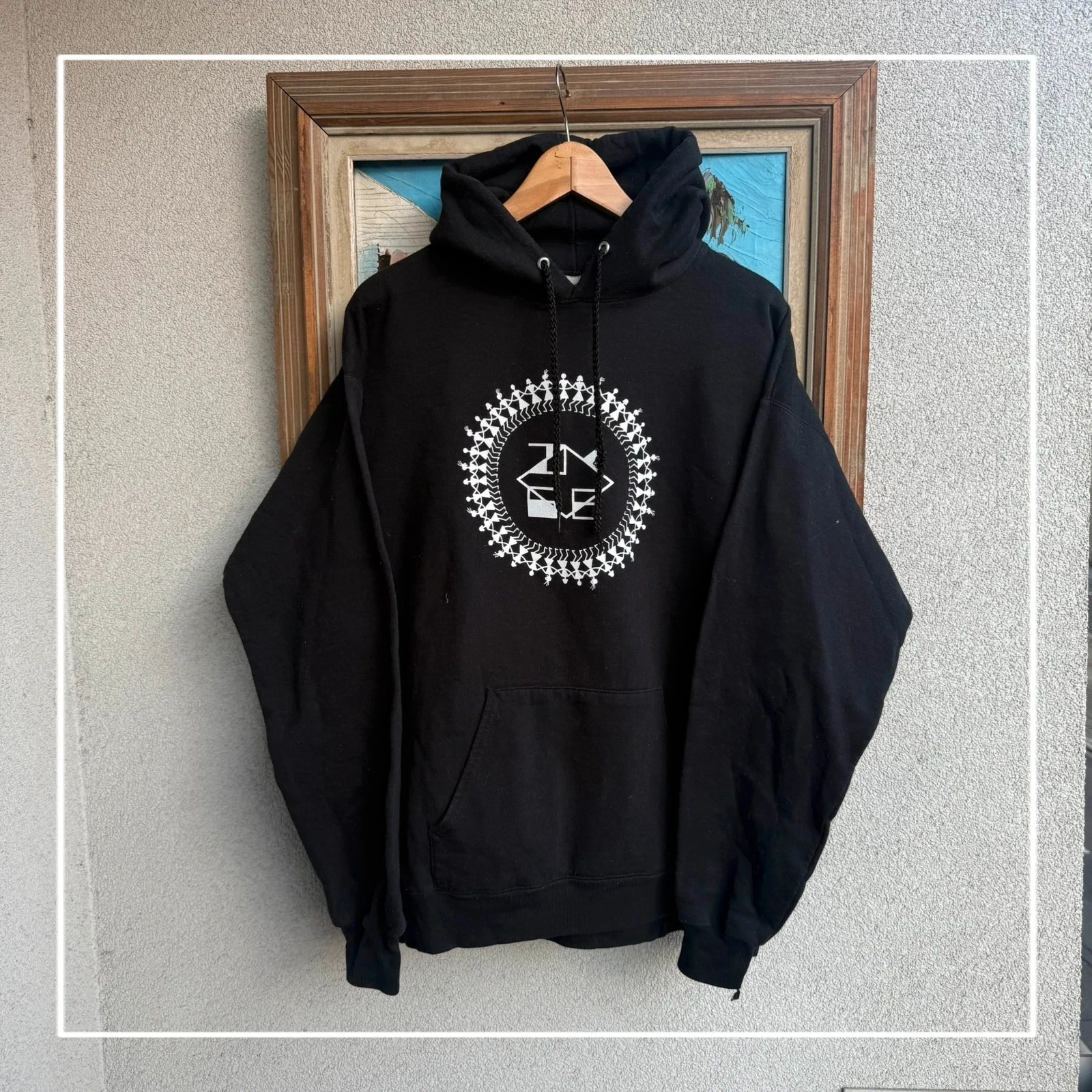 Bluza z Nadrukiem Hanes Czarna Vintage Folk Tribal x