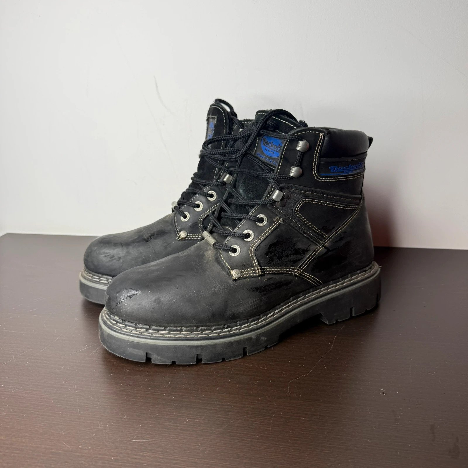 Dockers Buty Czarne Zimowe Skorzane Ocieplane Oversize Trapery Wysokie Outdoor