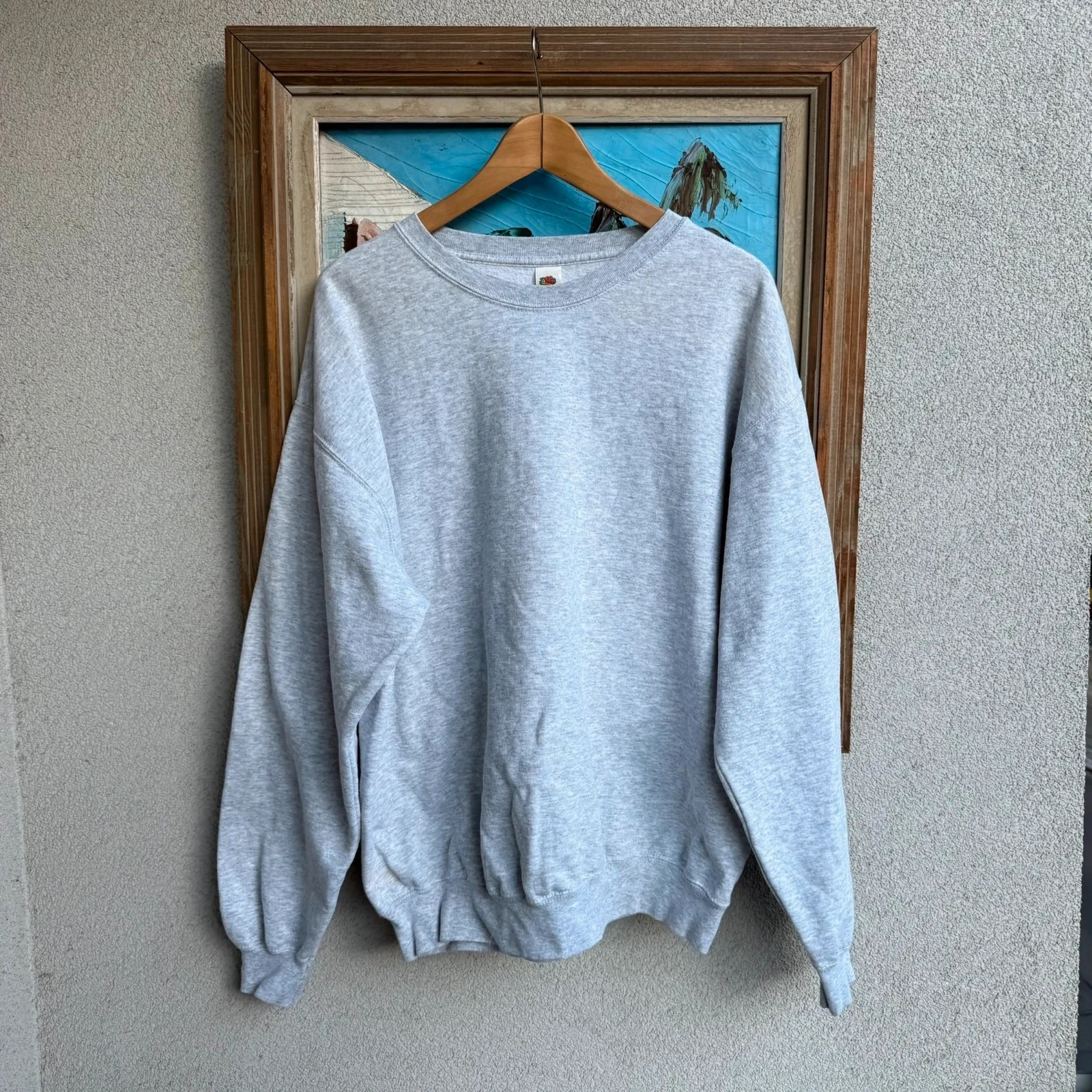 Fruit of the loom FOTL Bluza Szara Crewneck Blank Vintage