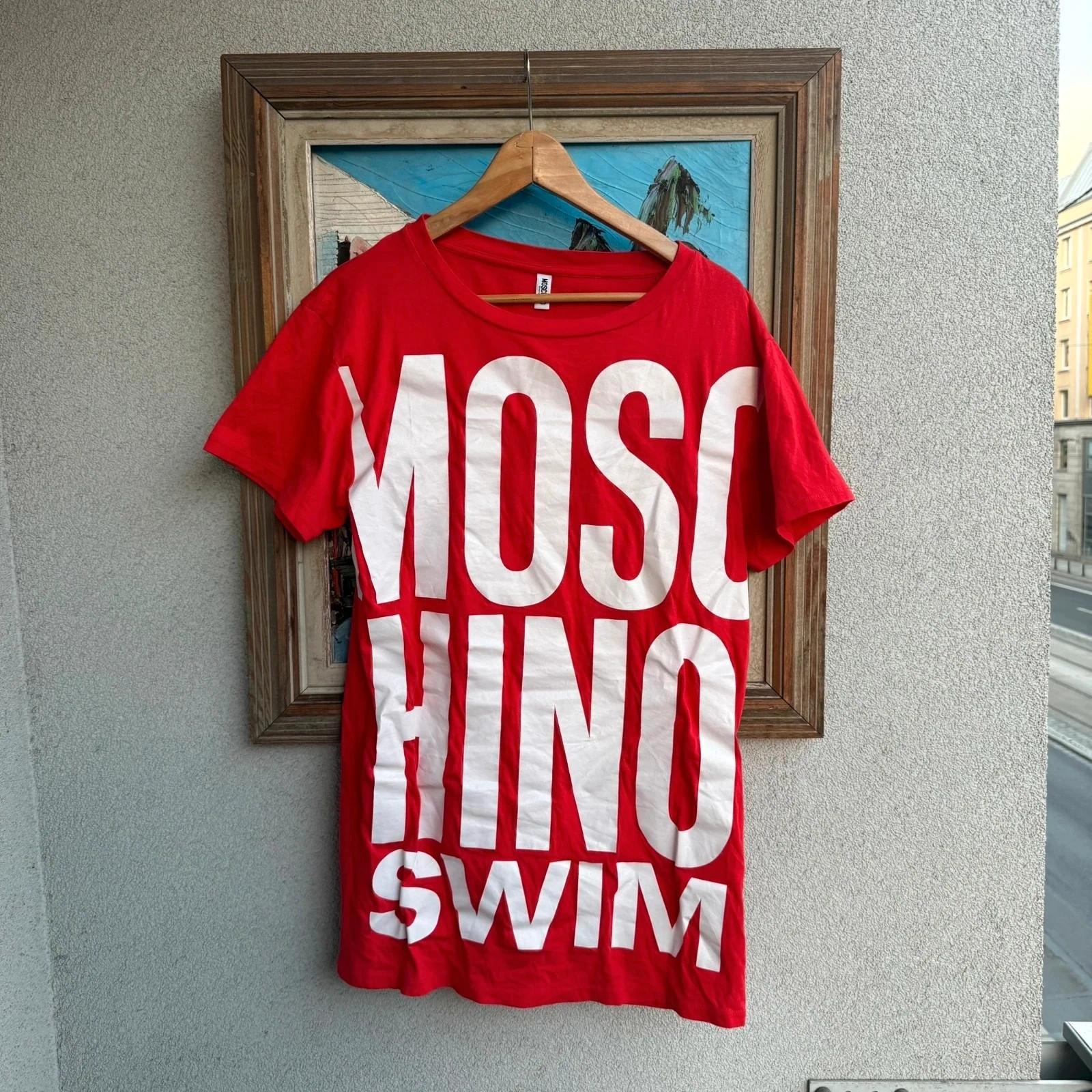 Moschino Swim Koszulka T shirt Czerwony Full Print