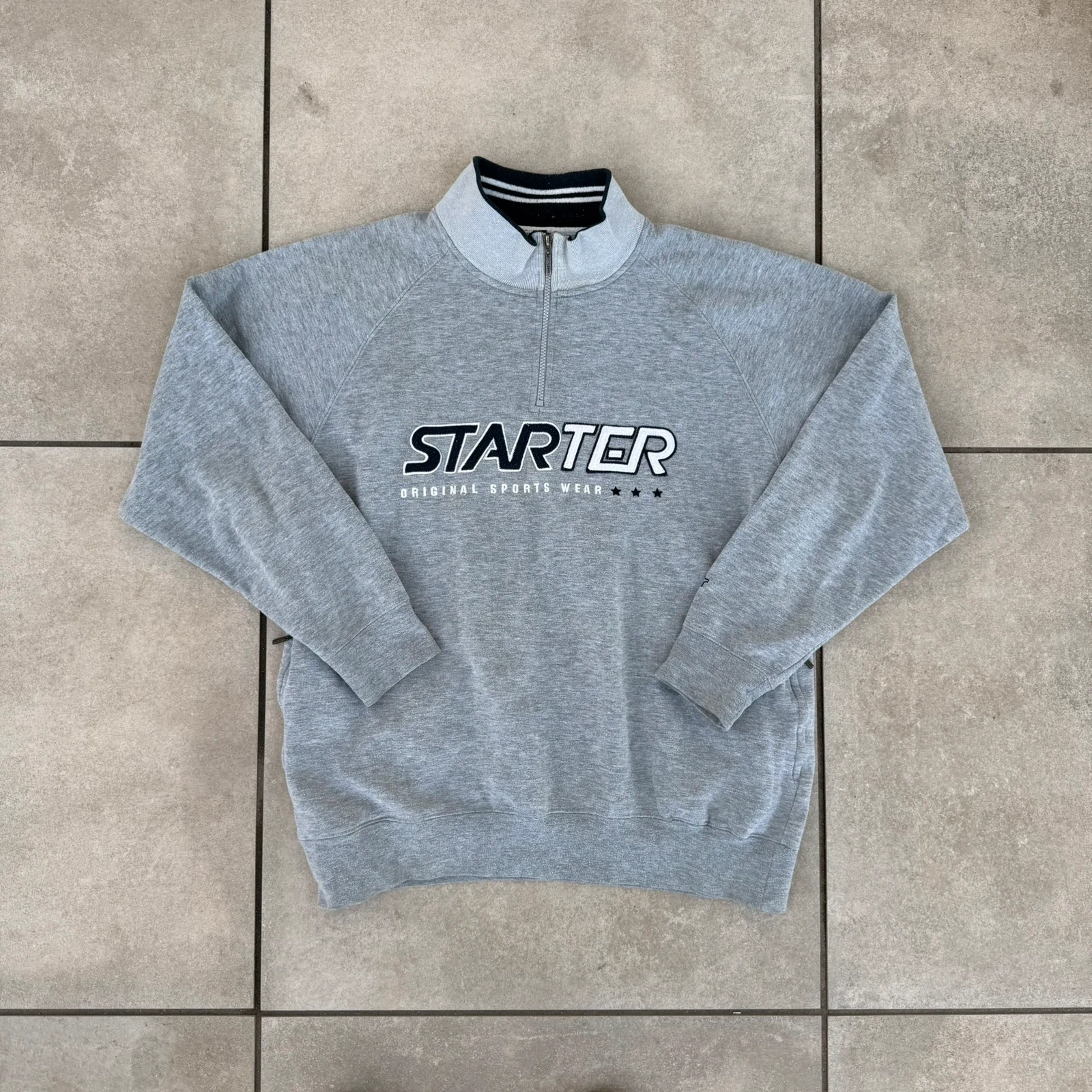 Starter Bluza 1/4 Zapinana Vintage 90s Szara