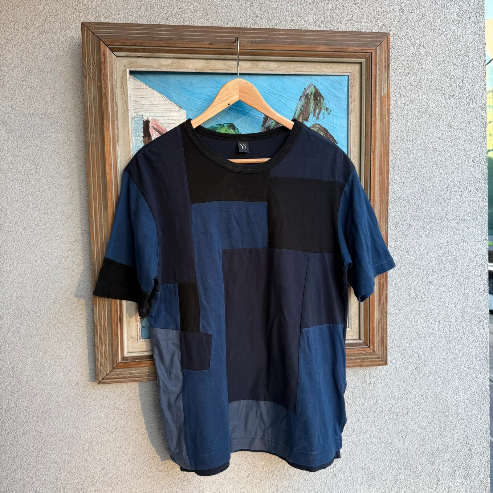 Yohji Yamamoto Koszulka Niebieska Patchtwork Granatowa Avantgarde