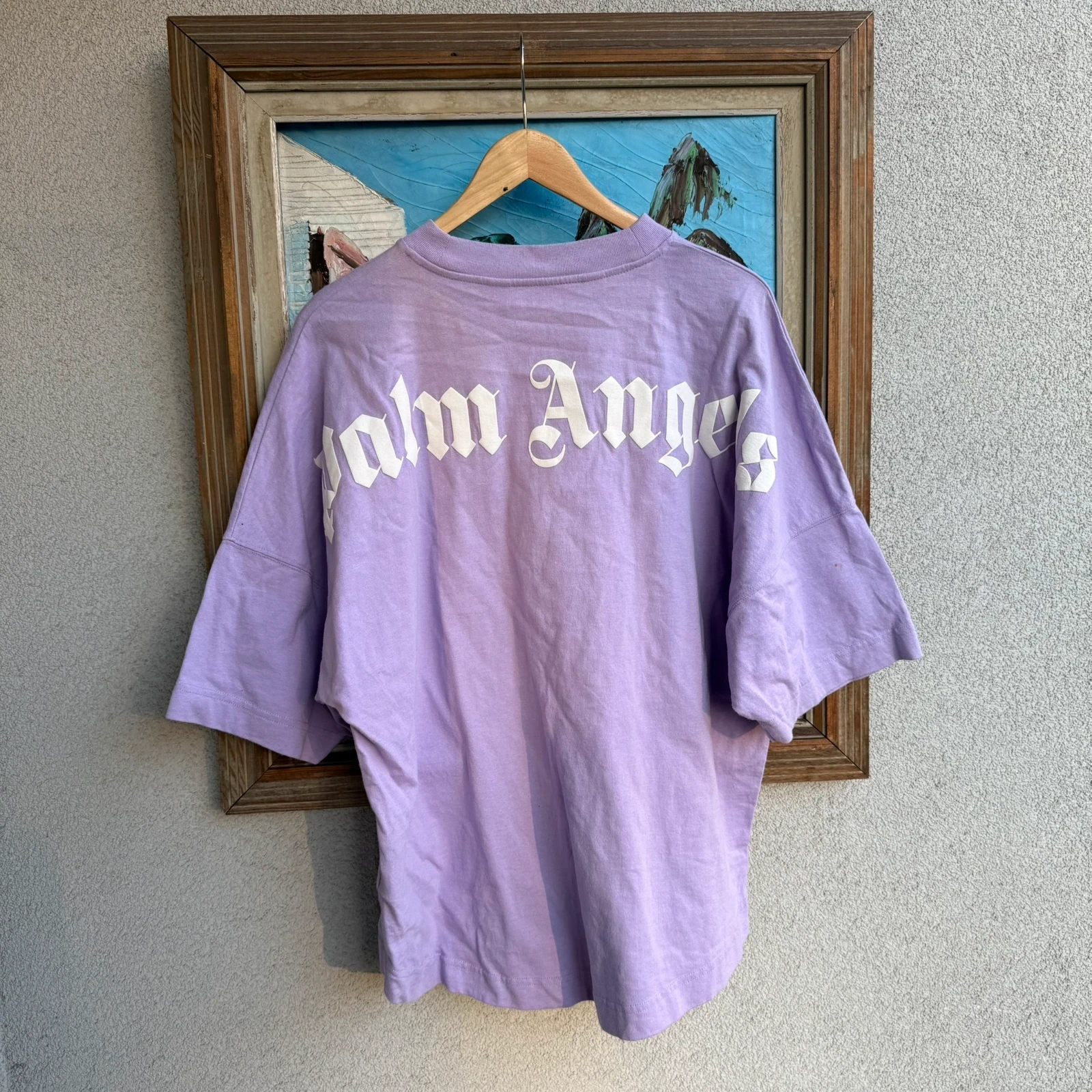 Palm Angels Koszulka T shirt Spellout Fioletowa