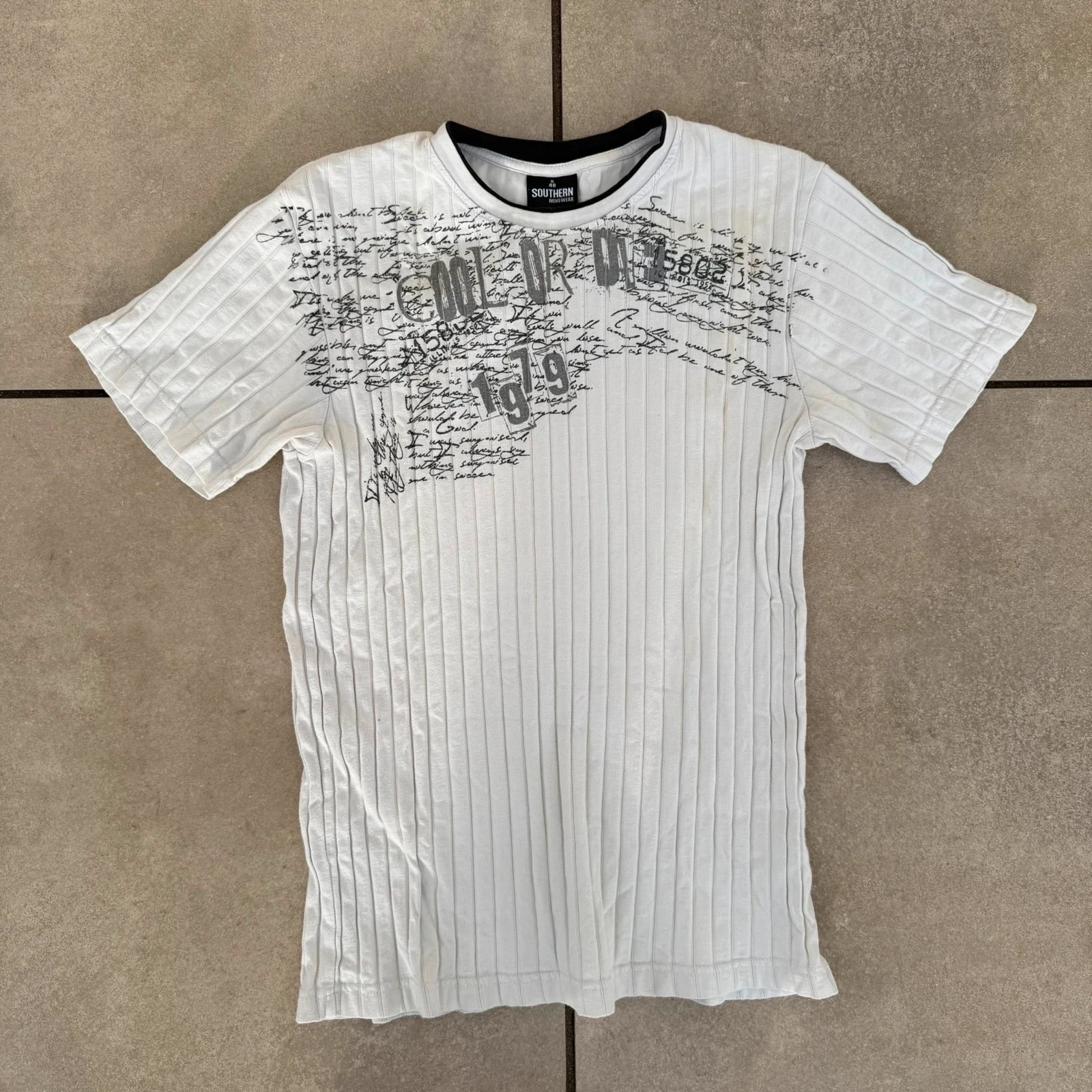 Koszulka ribbed Biala Szara Vintage Opium y2k