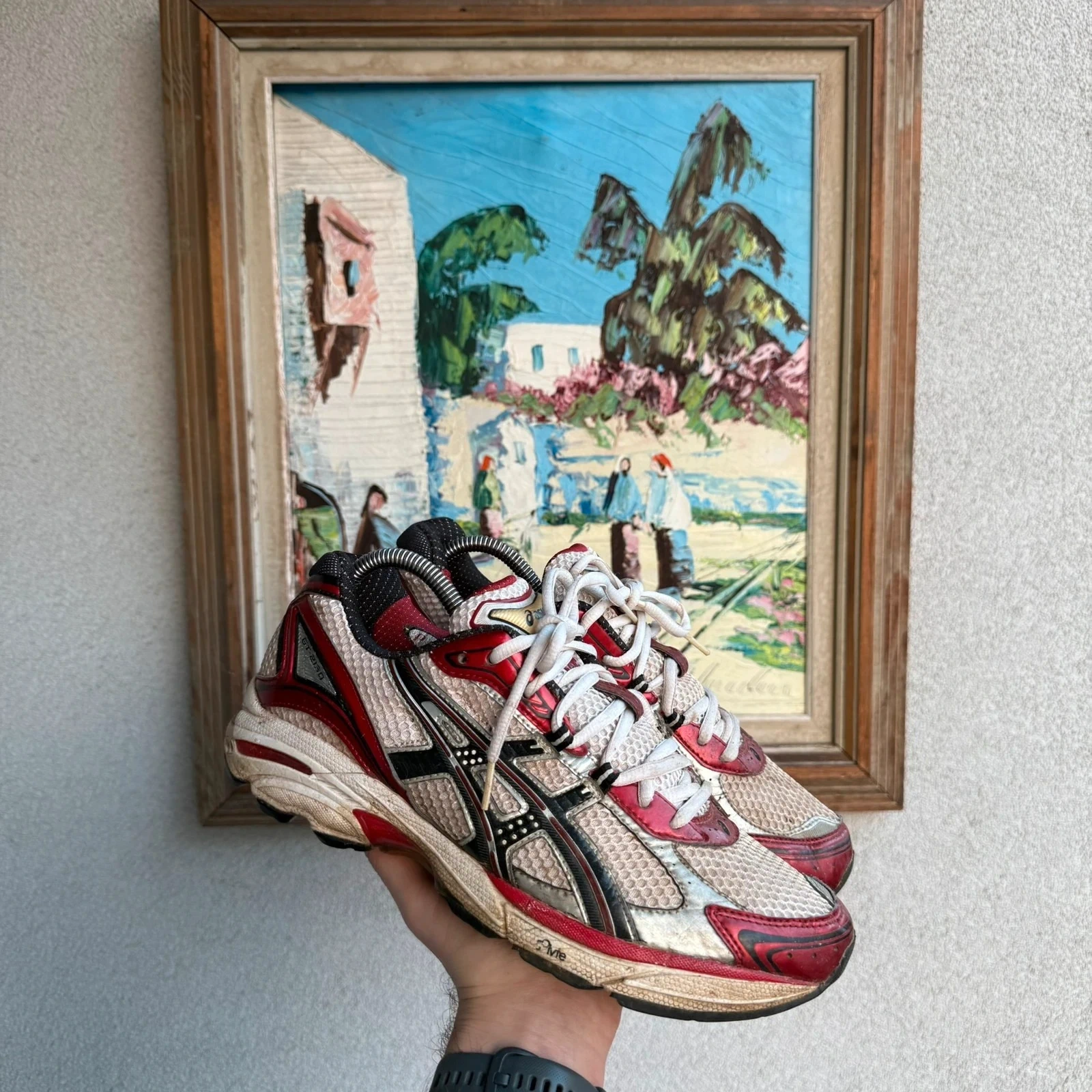 Asics Buty sneakers Biale Czerwone Vintage Gorpcore Outdoor 41 Daddy shoes Low top