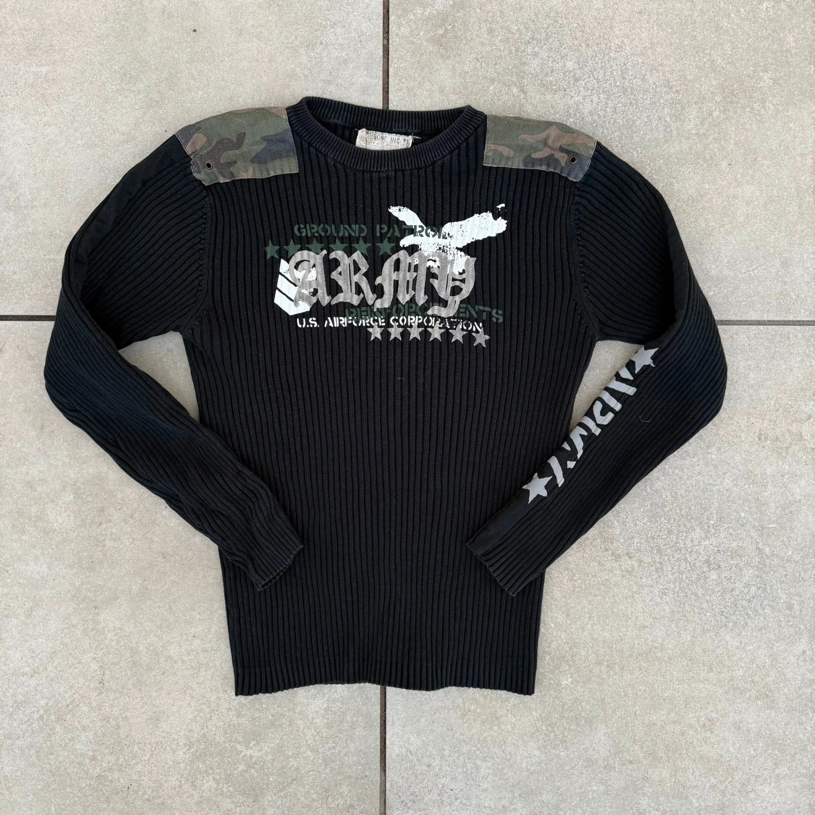 Sweter Opium Vintage 90s Affilaction Ribbed Czarny z Nadrukiem .