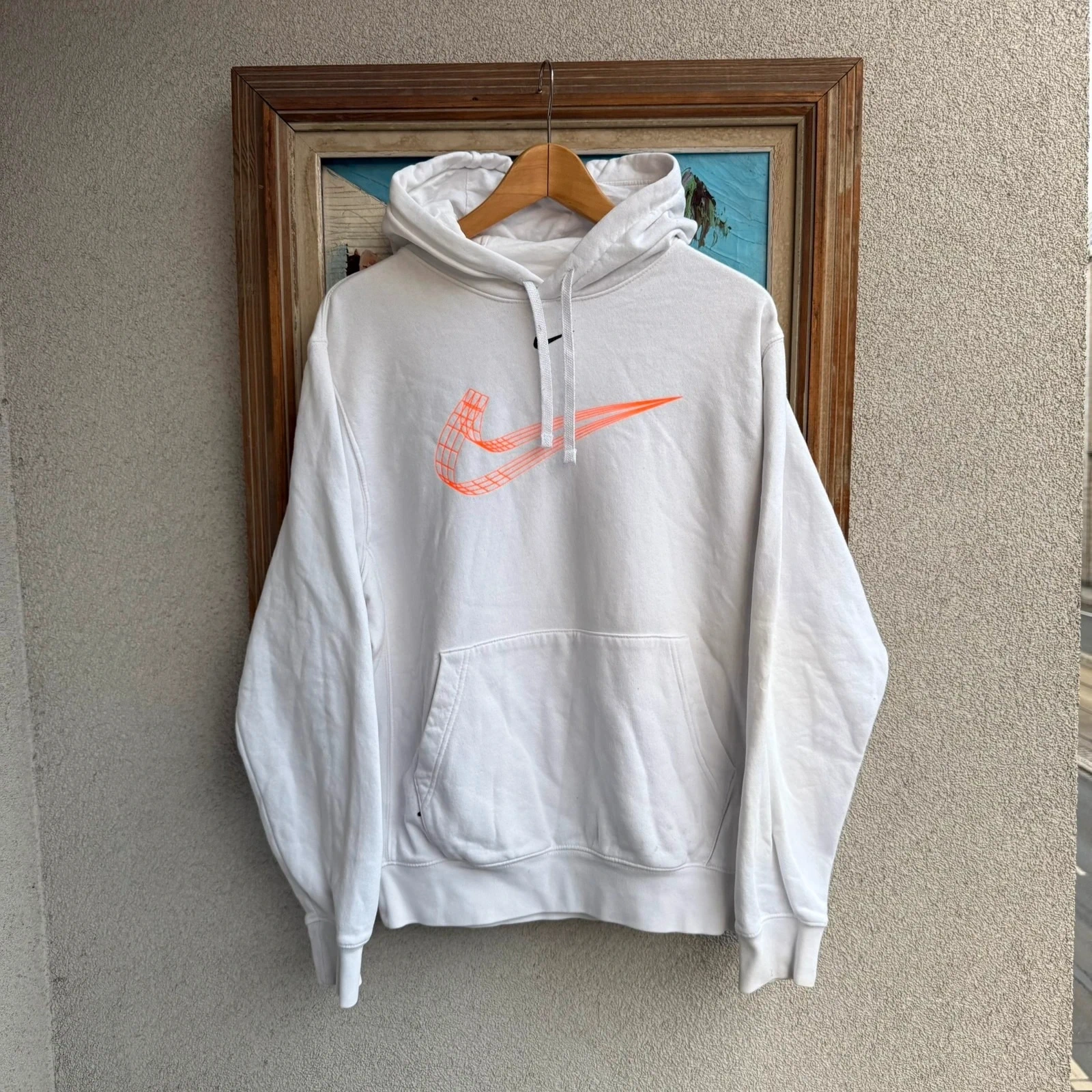 Nike Bluza Center swoosh Biala Hoodie z Nadrukiem