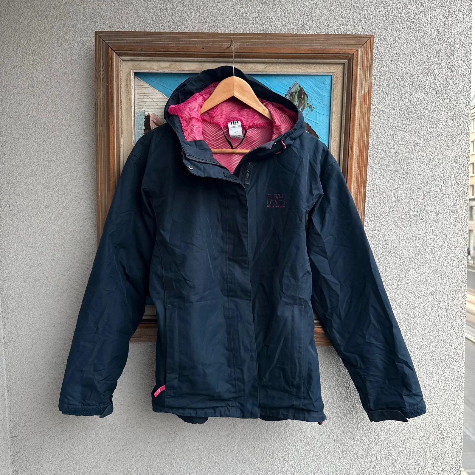 Helly hansen Kurtka Damska Wiatrowka z Kapturem Granatowa Rozowa