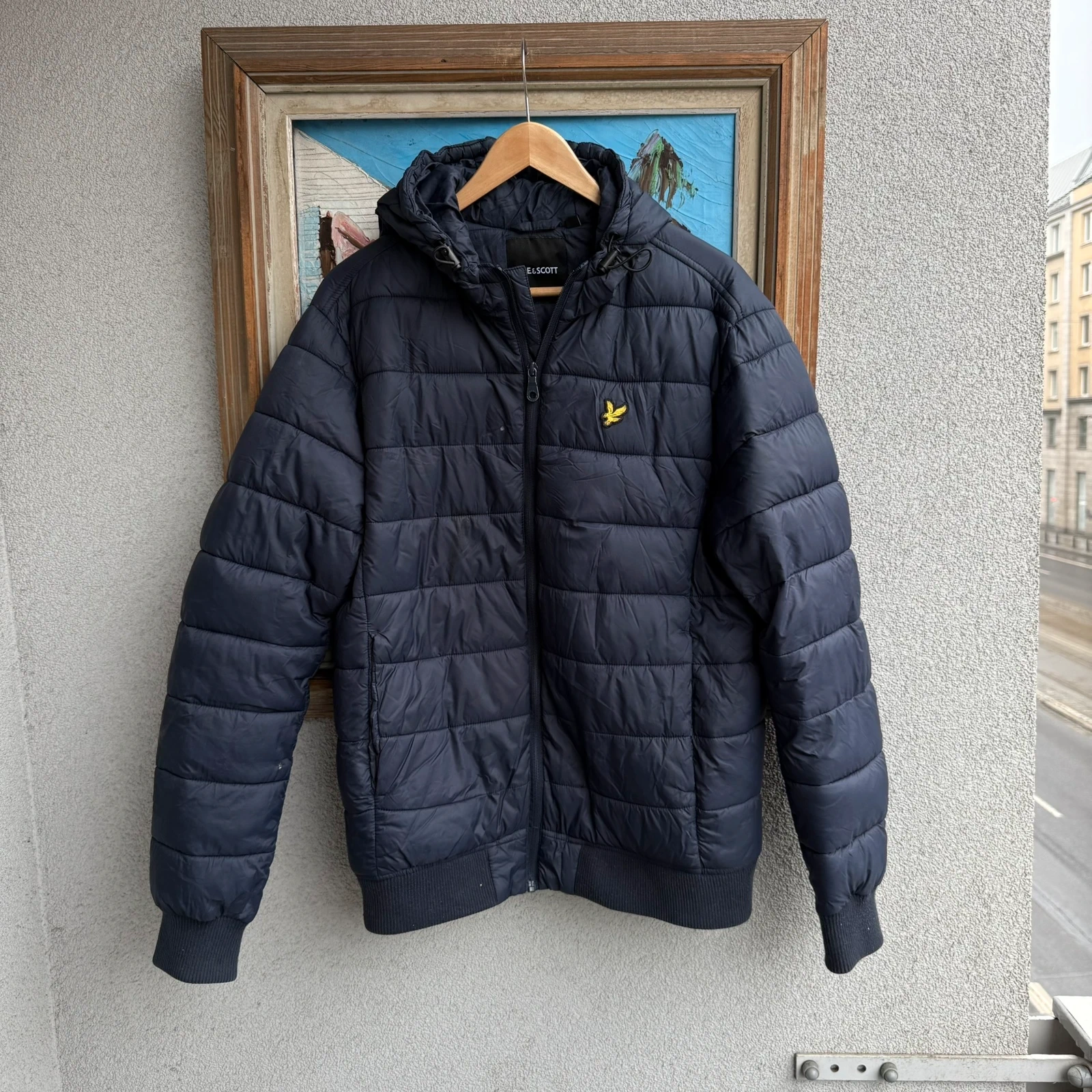 Lyle and Scott Kurtka Puchowa Zimowa Ocieplana z Kapturem Casual Navy Granatowa