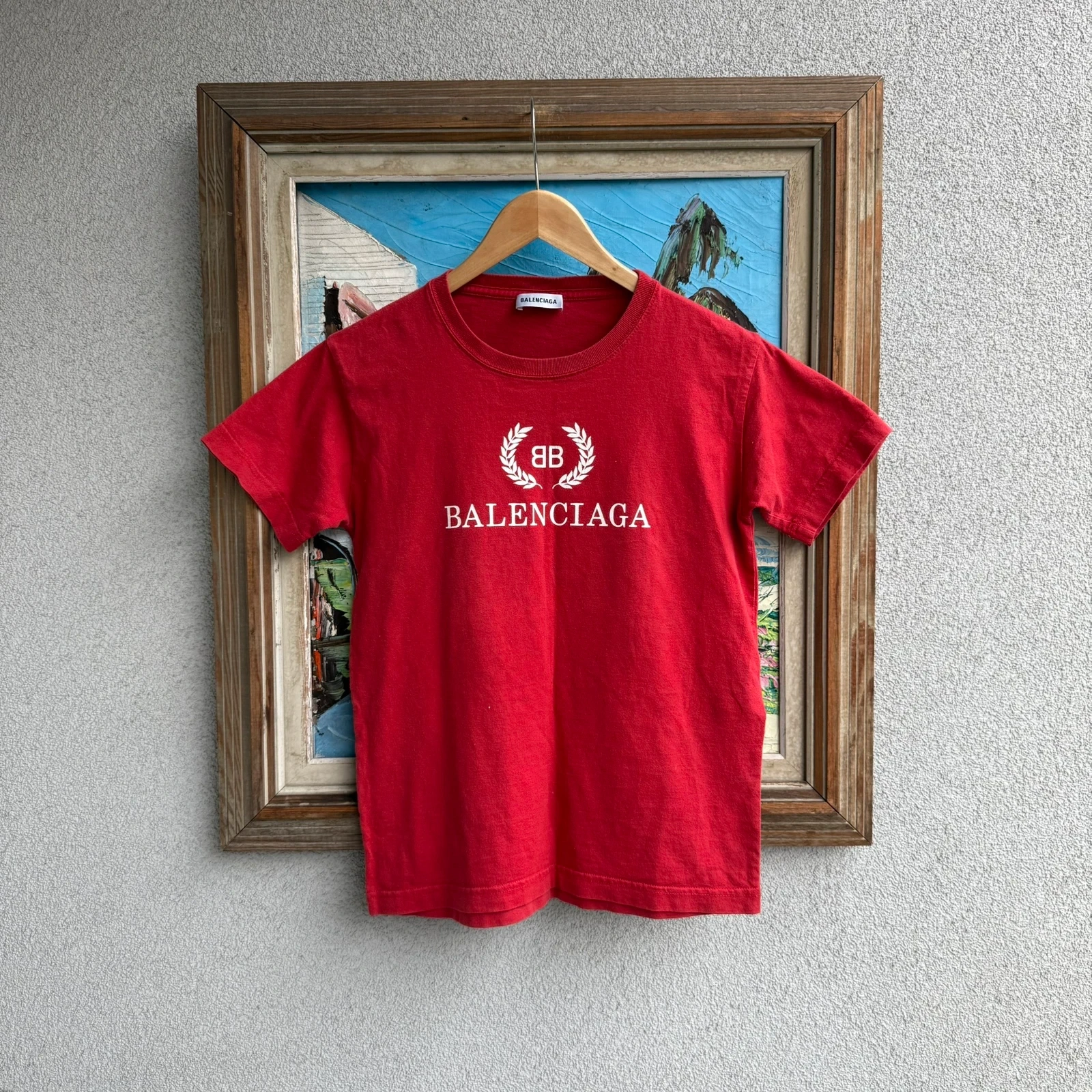 Balenciaga Koszulka z Logo Czerwona Damska t shirt tee