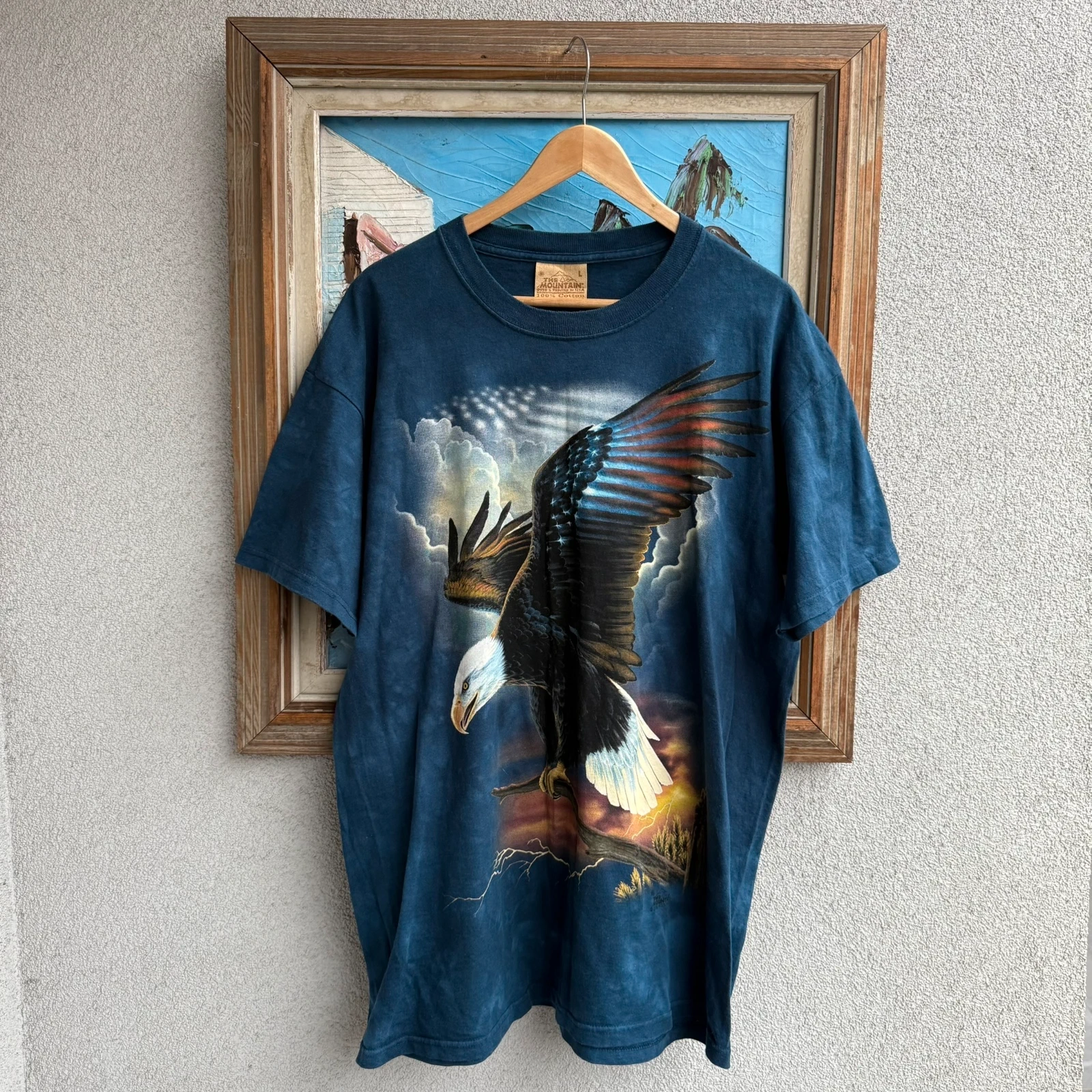 The Mountain Koszulka Niebieska Z Orlem Animal Print Made in USA