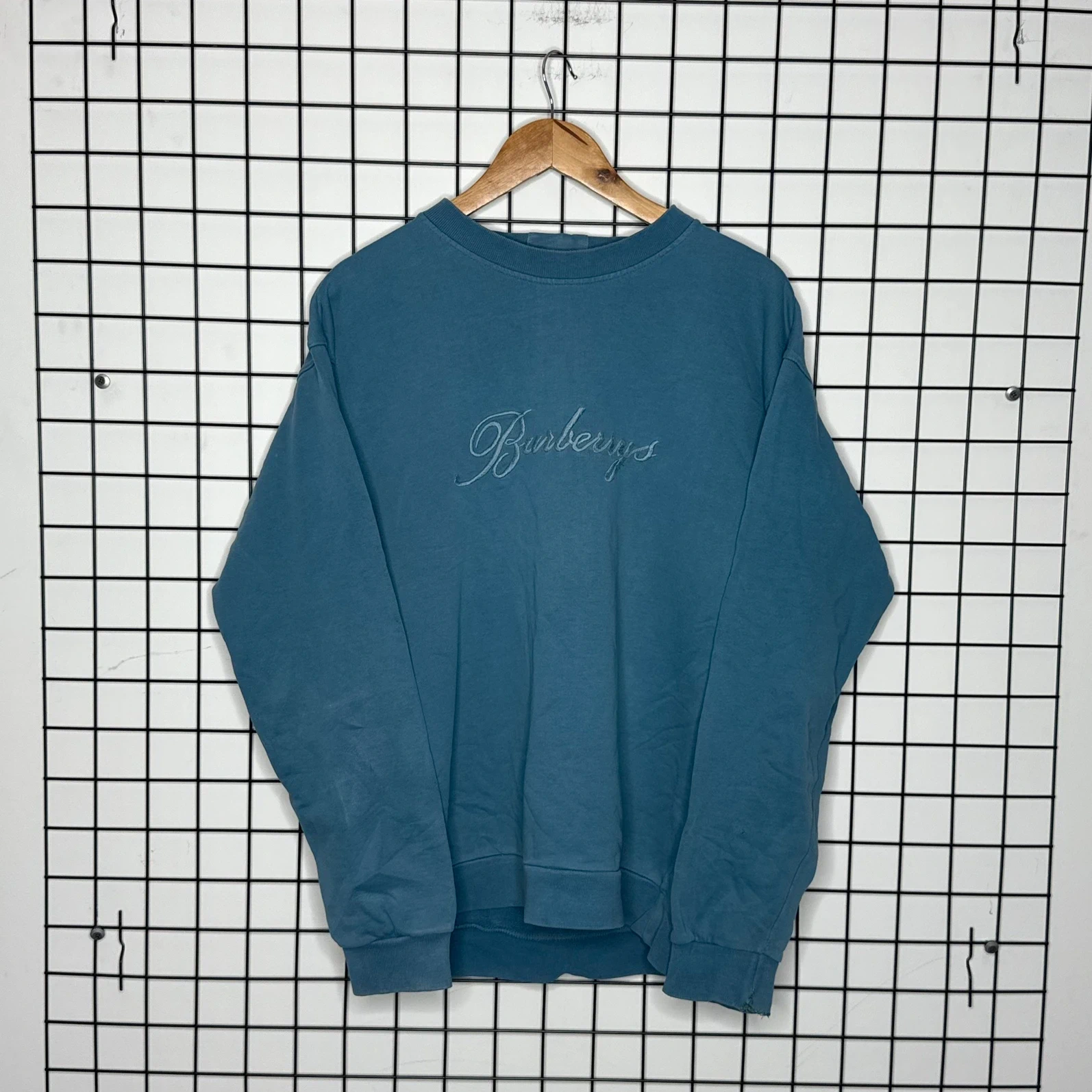 Burberrys Bluza Crewneck Vintage 90s z Duzym Logo Niebieskie