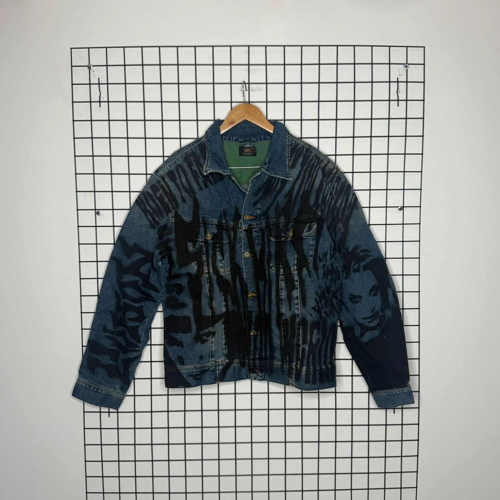 Kurtka Jeansowa Custom Art Handmade Niebieska Katana Vintage Lee