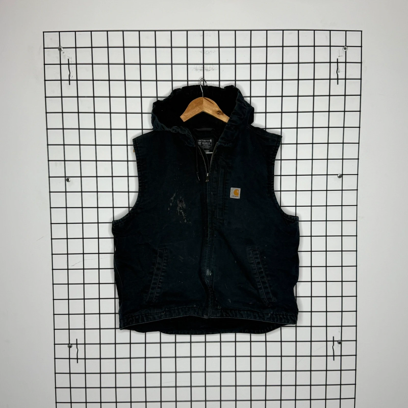 Carhartt Kamizelka z Kapturem WIP Vintage Czarna Workwear Thrashed