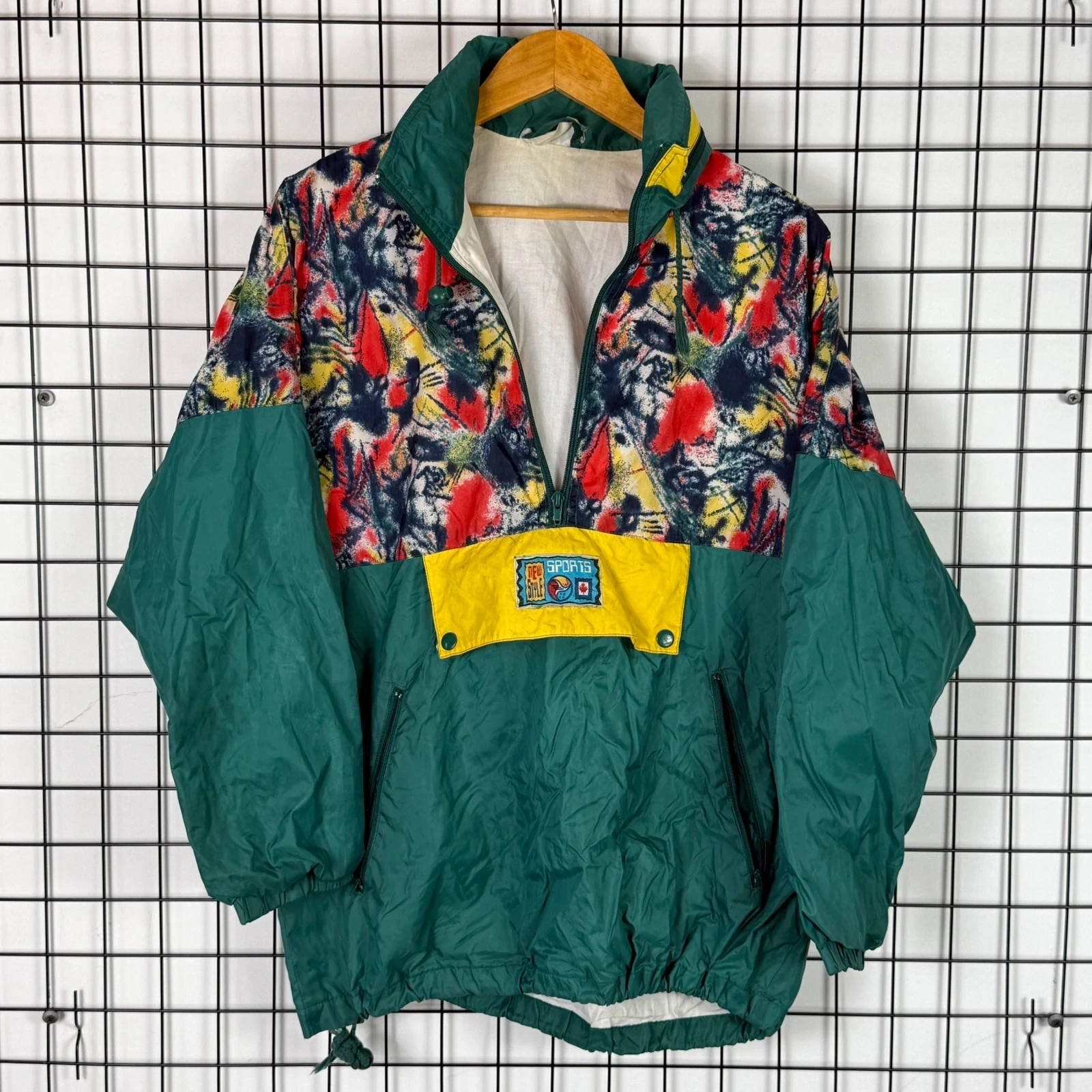 Kurtka Wiatrowka Windbreaker Vintage Kolorowa Retro 90s Half Zip
