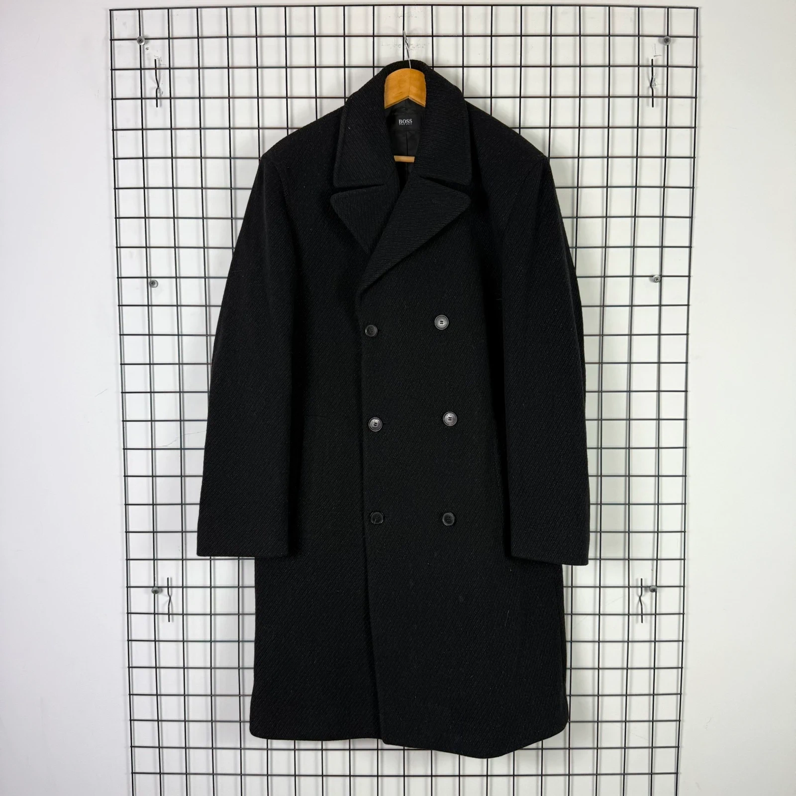 Hugo Boss Plaszcz Dwurzedowy Welniany Czarny Kaszmirowy