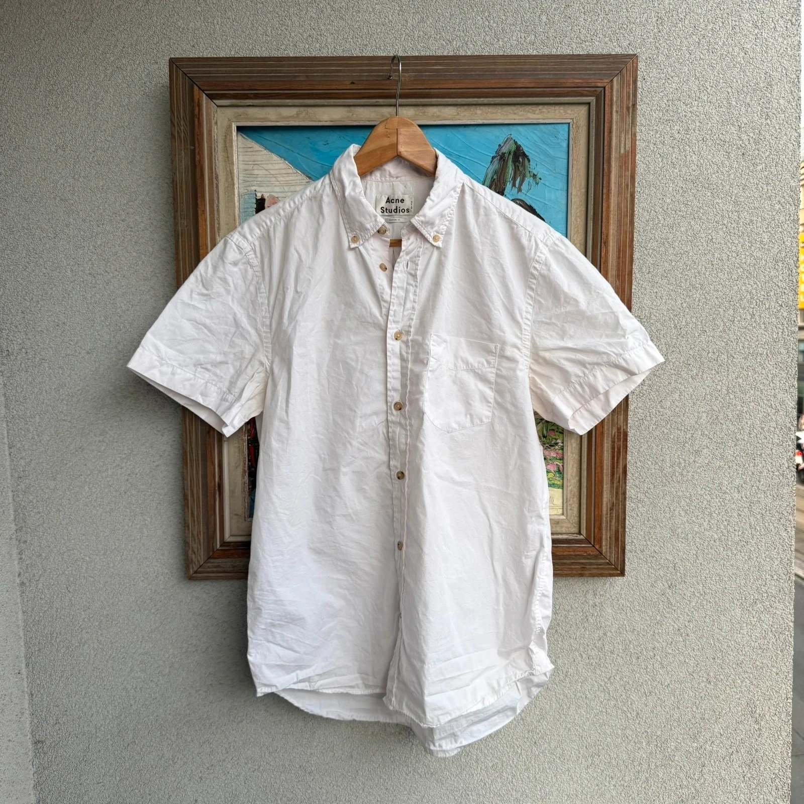 Acne Studios Koszula Biała Krótki Rękaw L Vintage Streetwear - widok ogólny przód vintage