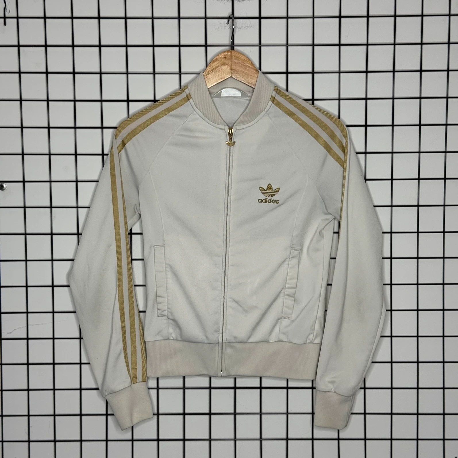 Adidas Bluza Trefoil Zapinana M Vintage Retro Streetwear - widok ogólny przód vintage