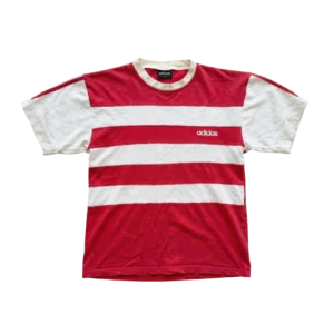 Adidas Koszulka w Paski Boxy Fit L Vintage Streetwear - widok ogólny przód vintage