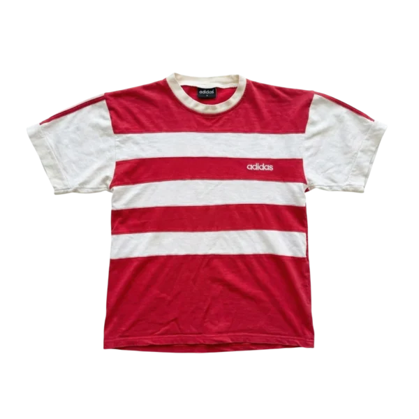 Adidas Koszulka w Paski Boxy Fit L Vintage Streetwear - widok ogólny przód vintage