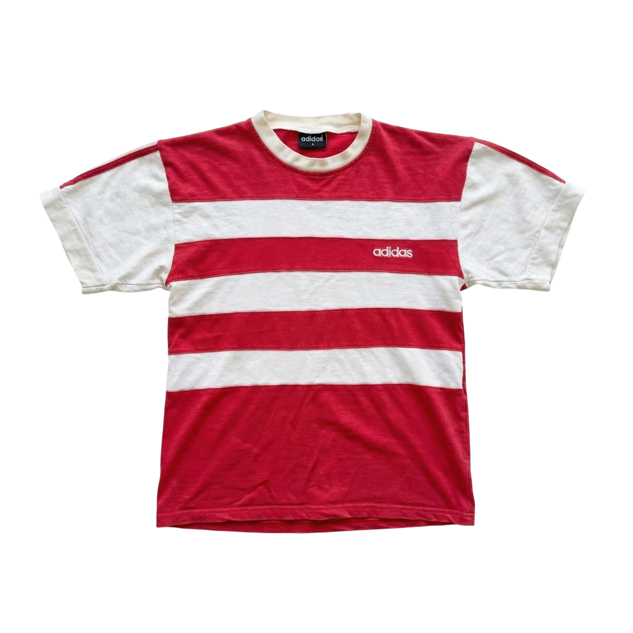 Adidas Koszulka w Paski Boxy Fit L Vintage Streetwear - widok ogólny przód vintage