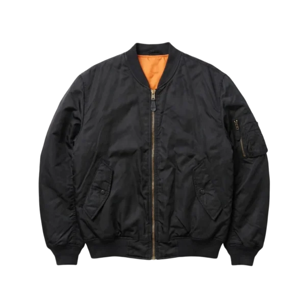 Alpha Kurtka Bomberka MA-1 L Vintage Streetwear Czarna - widok ogólny przód vintage