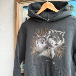 Animal Bluza z Kapturem Wilki Print M Vintage Streetwear - zdjęcie 4