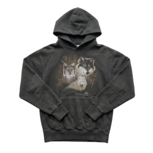 Animal Bluza z Kapturem Wilki Print M Vintage Streetwear - widok ogólny przód vintage