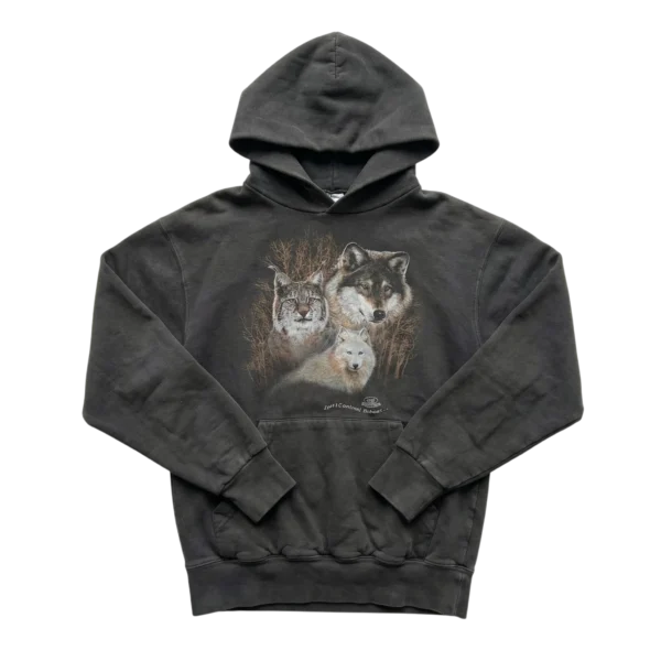 Animal Bluza z Kapturem Wilki Print M Vintage Streetwear - widok ogólny przód vintage