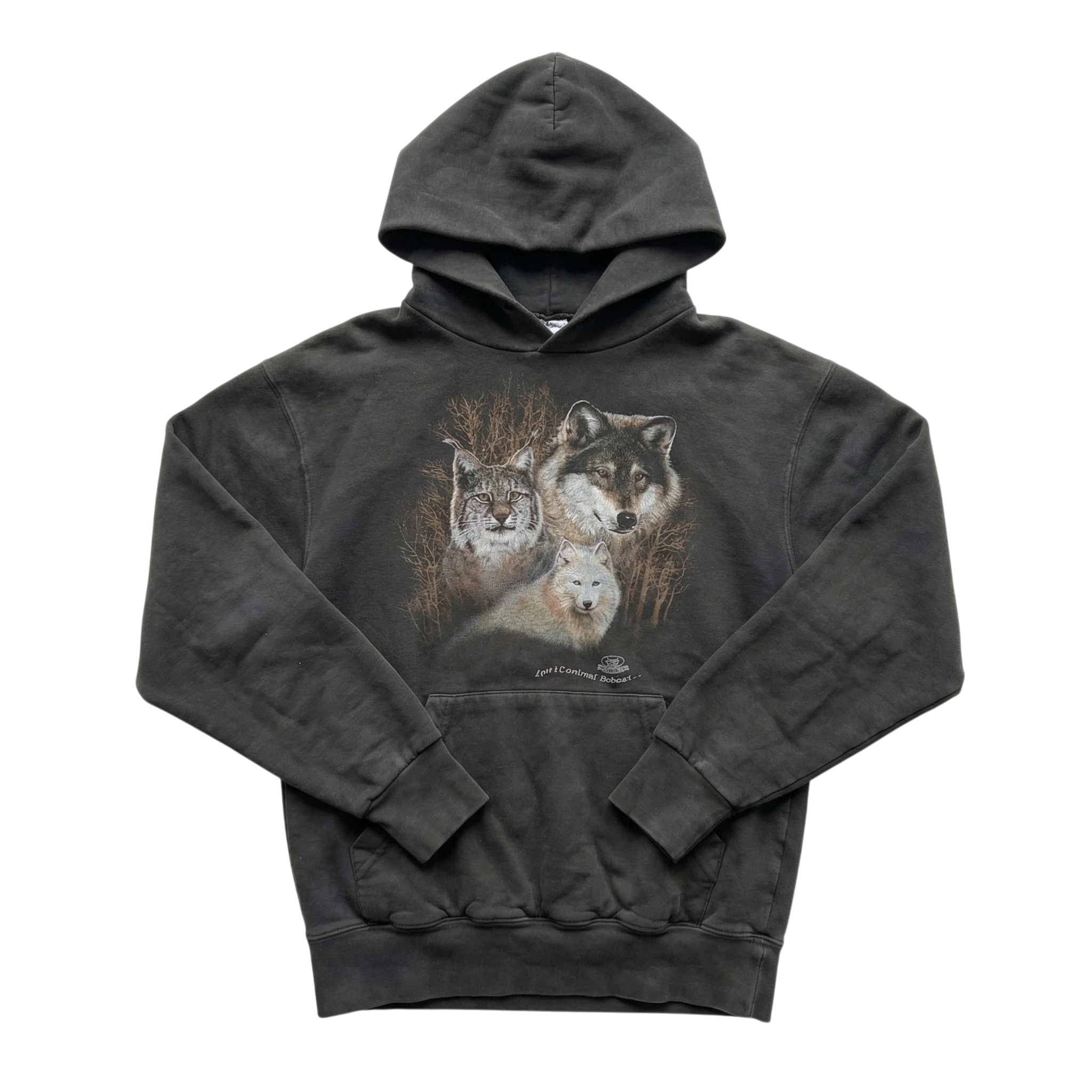 Animal Bluza z Kapturem Wilki Print M Vintage Streetwear - widok ogólny przód vintage