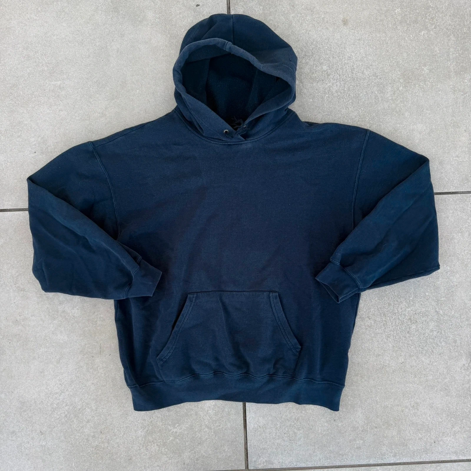 Blank Bluza z Kapturem Hoodie Granatowa XL Vintage Streetwear - widok ogólny przód vintage