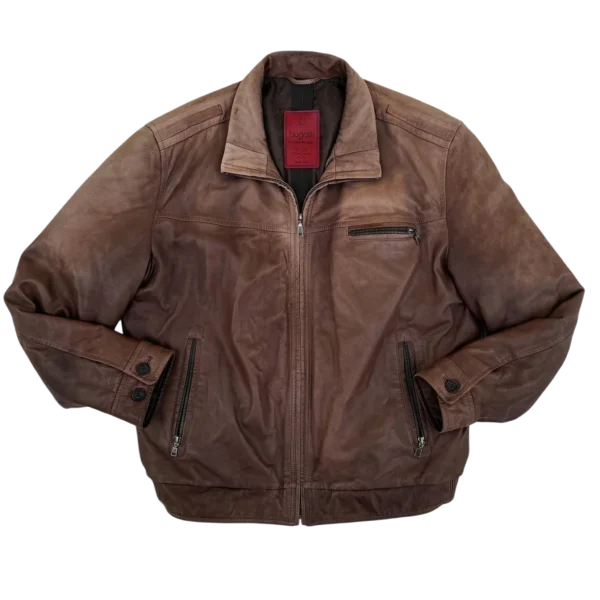 Bugatti Kurtka Skórzana Nappa Brązowa XXL Vintage Streetwear - widok ogólny przód vintage