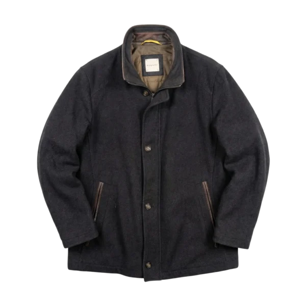 Bugatti Płaszcz Wełniany Szary L Vintage Streetwear - widok ogólny przód vintage