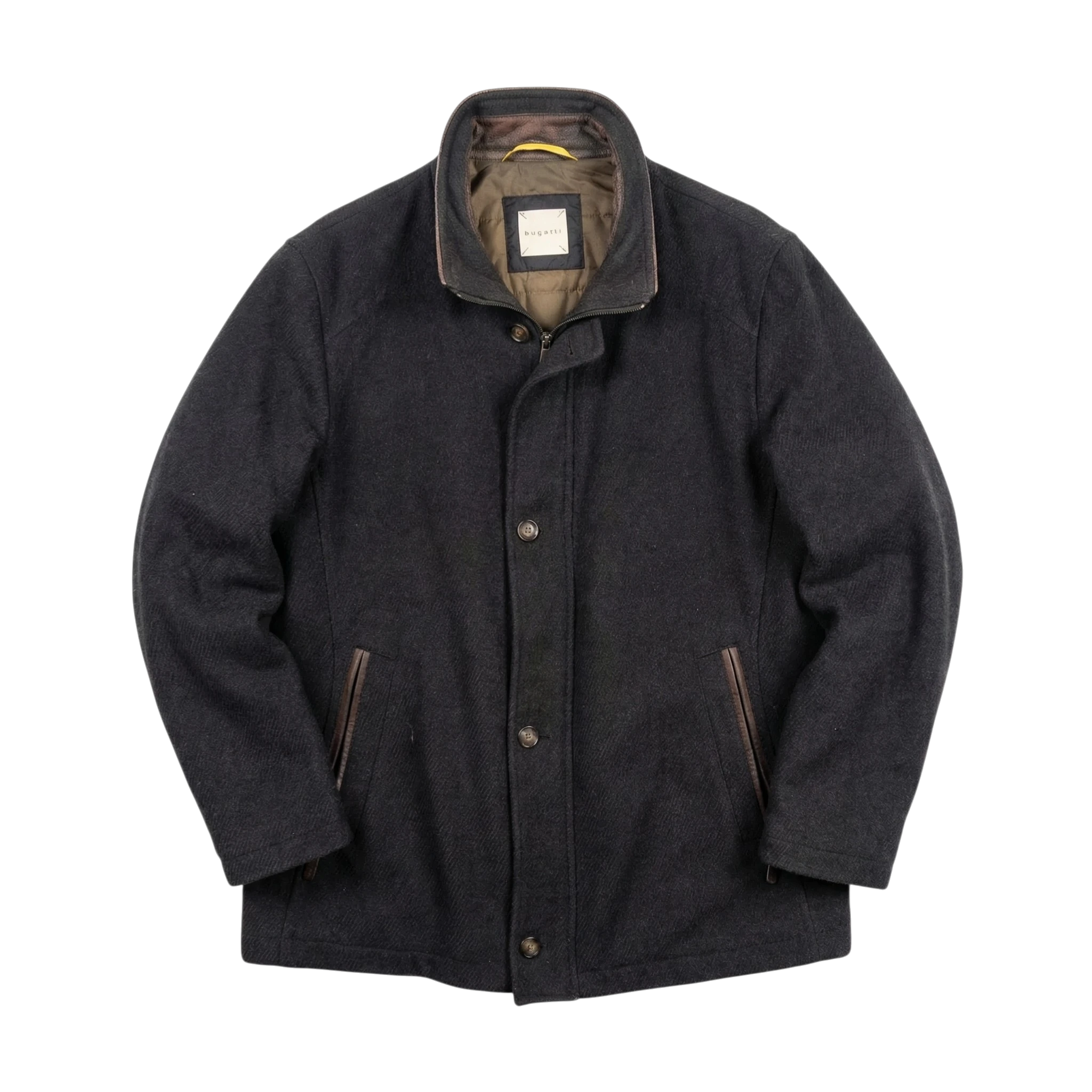 Bugatti Płaszcz Wełniany Szary L Vintage Streetwear - widok ogólny przód vintage