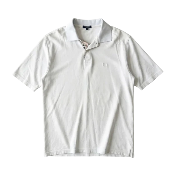 Burberry Koszulka Polo Biała XXL Vintage Retro Streetwear - widok ogólny przód vintage
