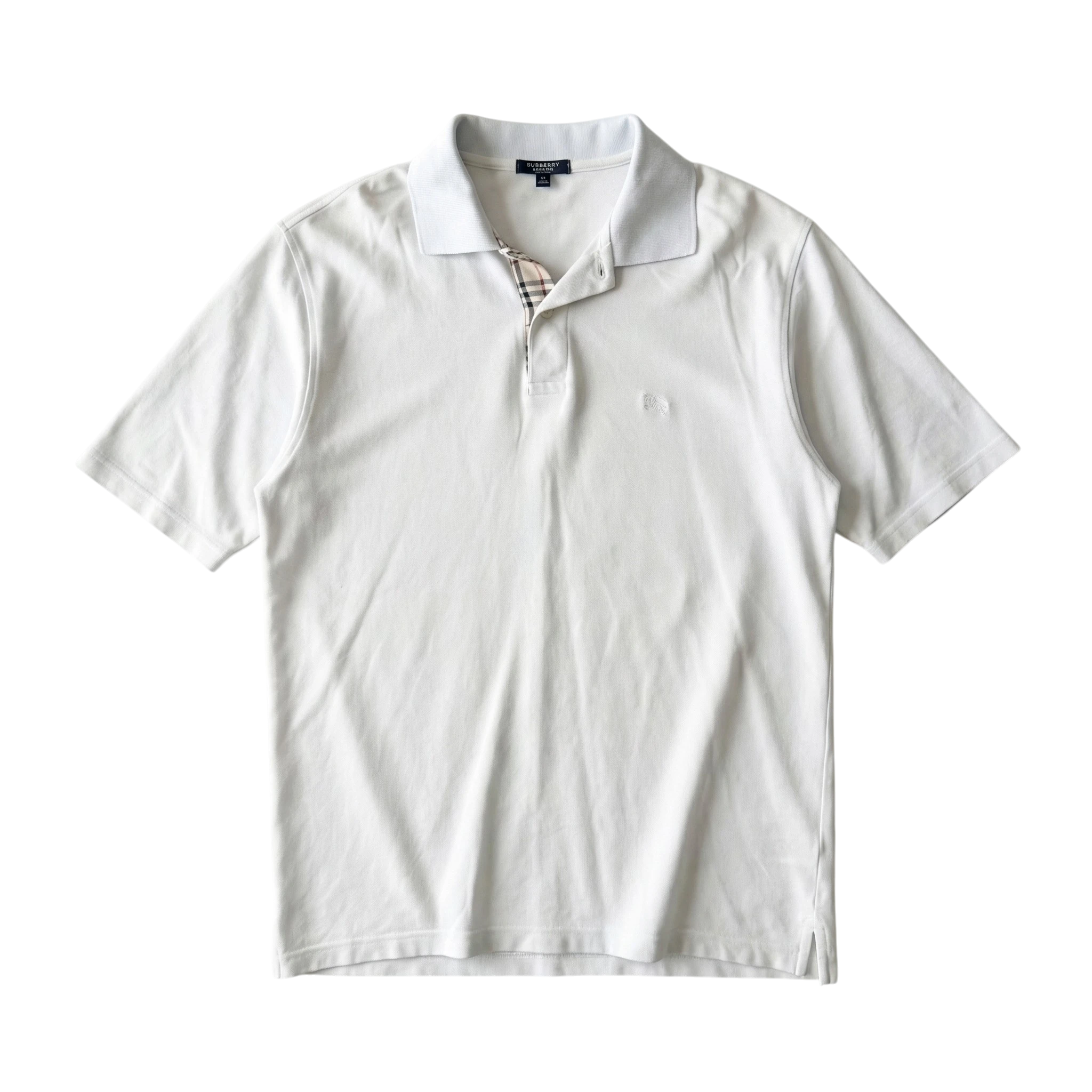 Burberry Koszulka Polo Biała XXL Vintage Retro Streetwear - widok ogólny przód vintage