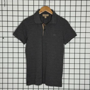 Burberry Koszulka Polo Szara z Haftem M Vintage Streetwear - zdjęcie 2