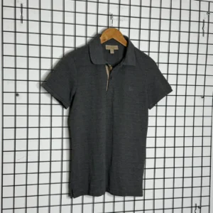 Burberry Koszulka Polo Szara z Haftem M Vintage Streetwear - zdjęcie 4