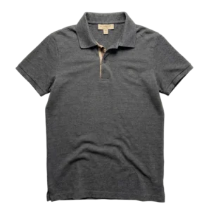 Burberry Koszulka Polo Szara z Haftem M Vintage Streetwear - widok ogólny przód vintage