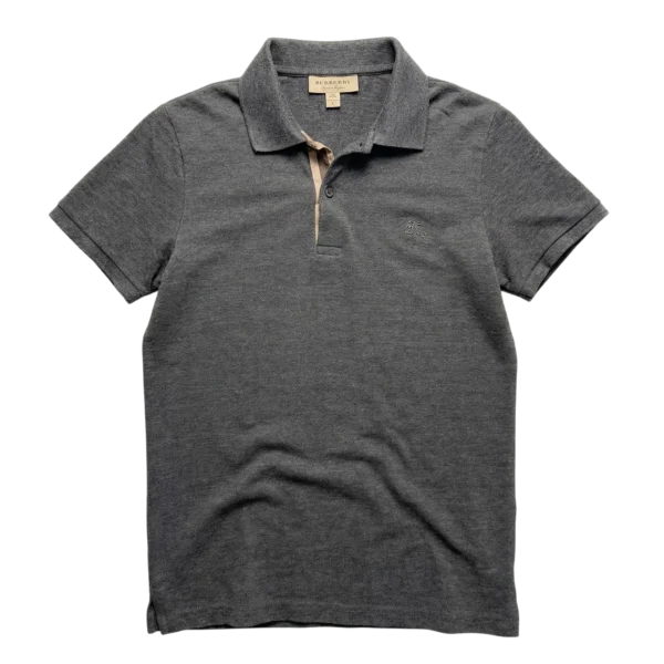 Burberry Koszulka Polo Szara z Haftem M Vintage Streetwear - widok ogólny przód vintage