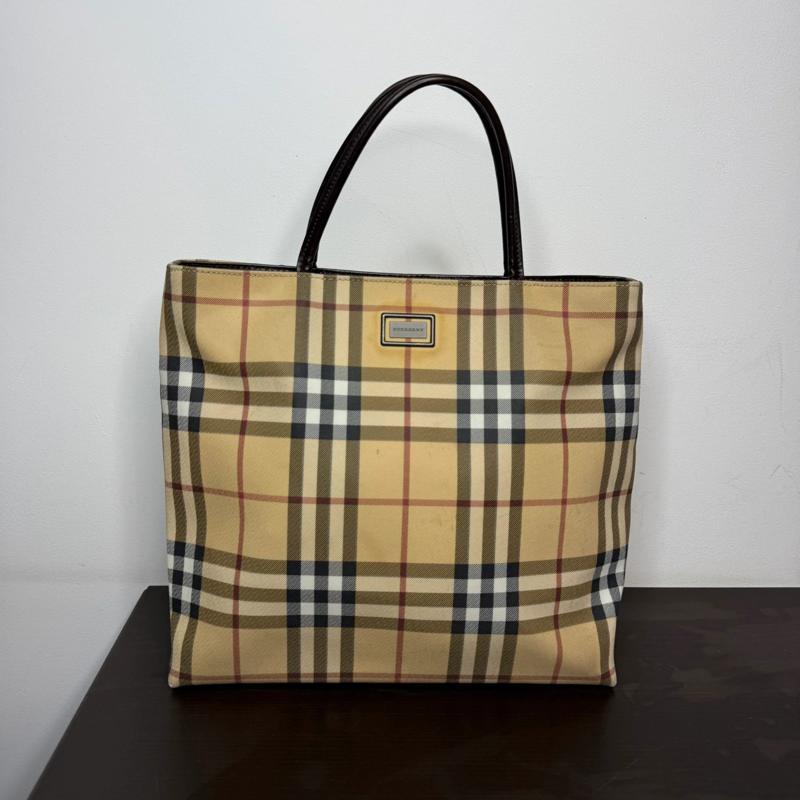 Burberry Torba Nova Check Beżowa Vintage Streetwear - widok ogólny przód vintage