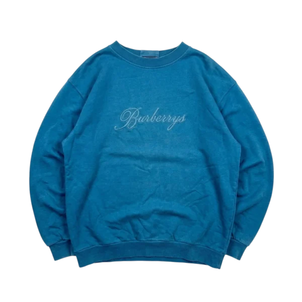 Burberrys Bluza Crewneck Duże Logo Niebieska XL Vintage - widok ogólny przód vintage