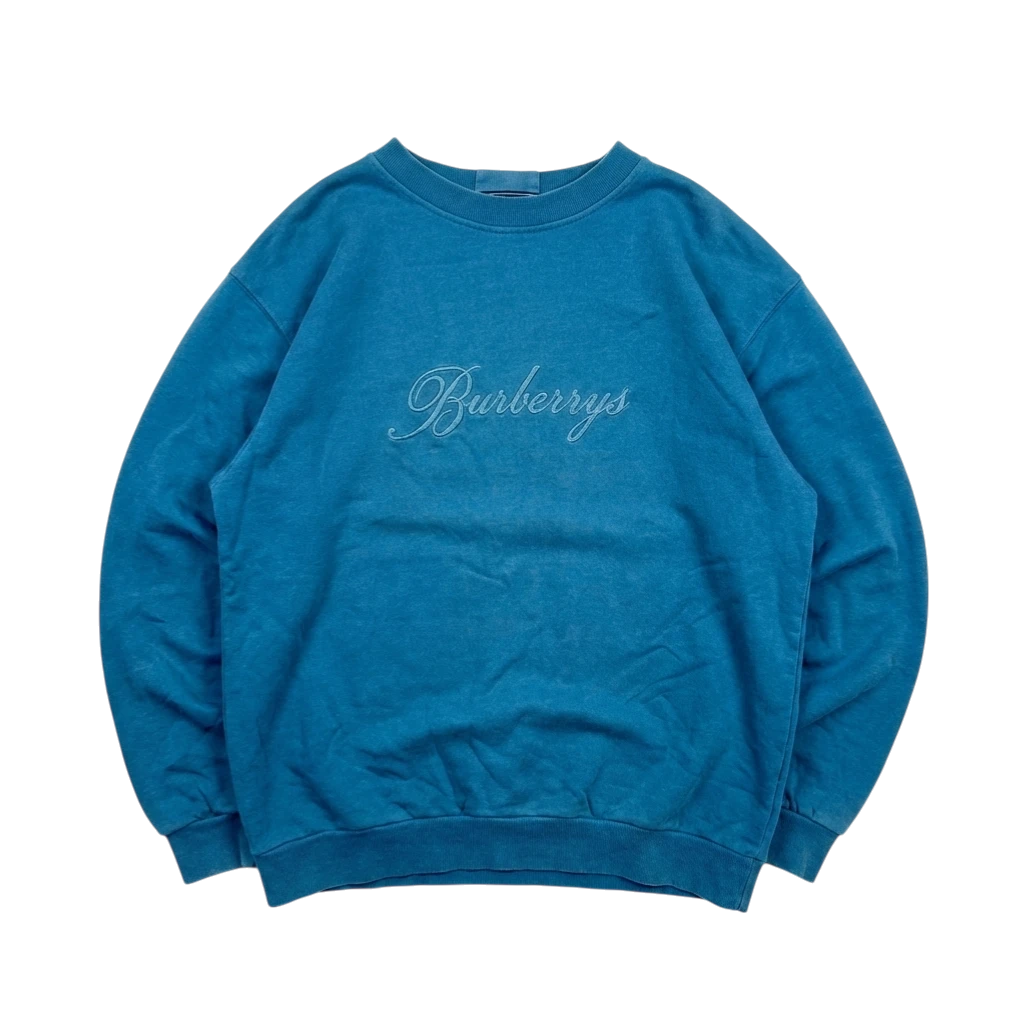 Burberrys Bluza Crewneck Duże Logo Niebieska XL Vintage - widok ogólny przód vintage
