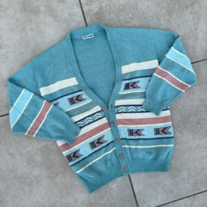 Cardigan Sweter Kolorowy Zapinany XL Vintage Streetwear - zdjęcie 3