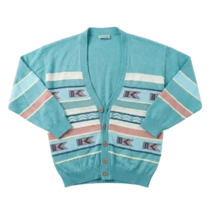 Cardigan Sweter Kolorowy Zapinany XL Vintage Streetwear - widok ogólny przód vintage