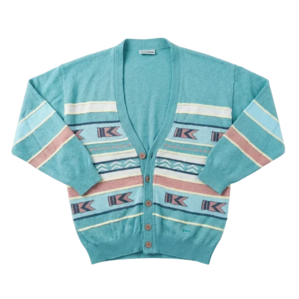 Cardigan Sweter Kolorowy Zapinany XL Vintage Streetwear - widok ogólny przód vintage