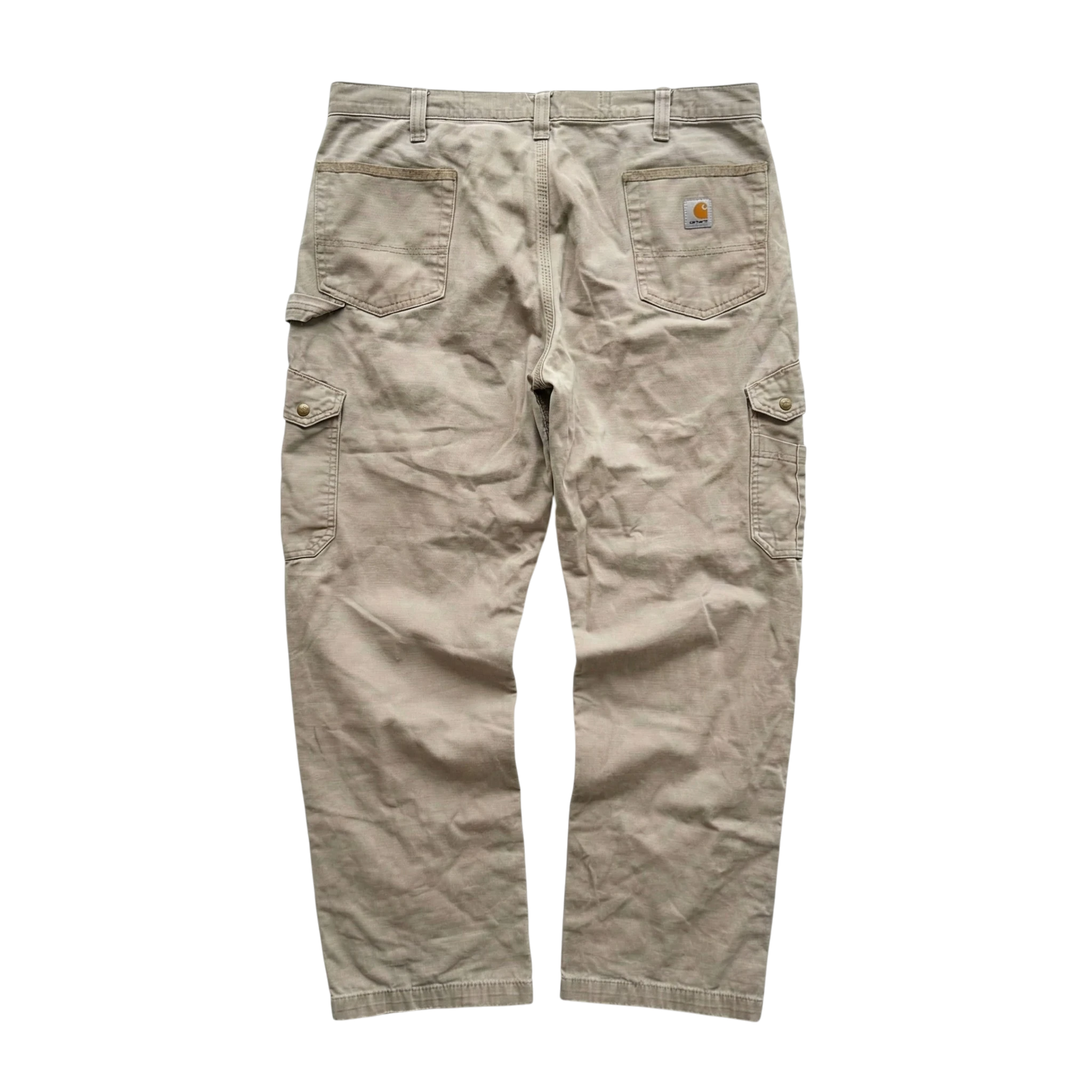 Carhartt Spodnie Cargo Beżowe XXL Vintage Streetwear - widok ogólny przód vintage